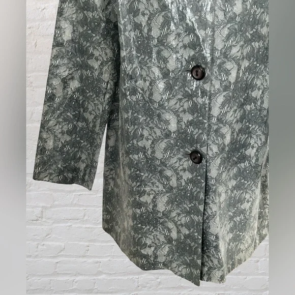 VTG Cole Haan Gray Lace Raincoat Jacket Details Sz S/M Rare Old Money Designer - Picture 6 of 13